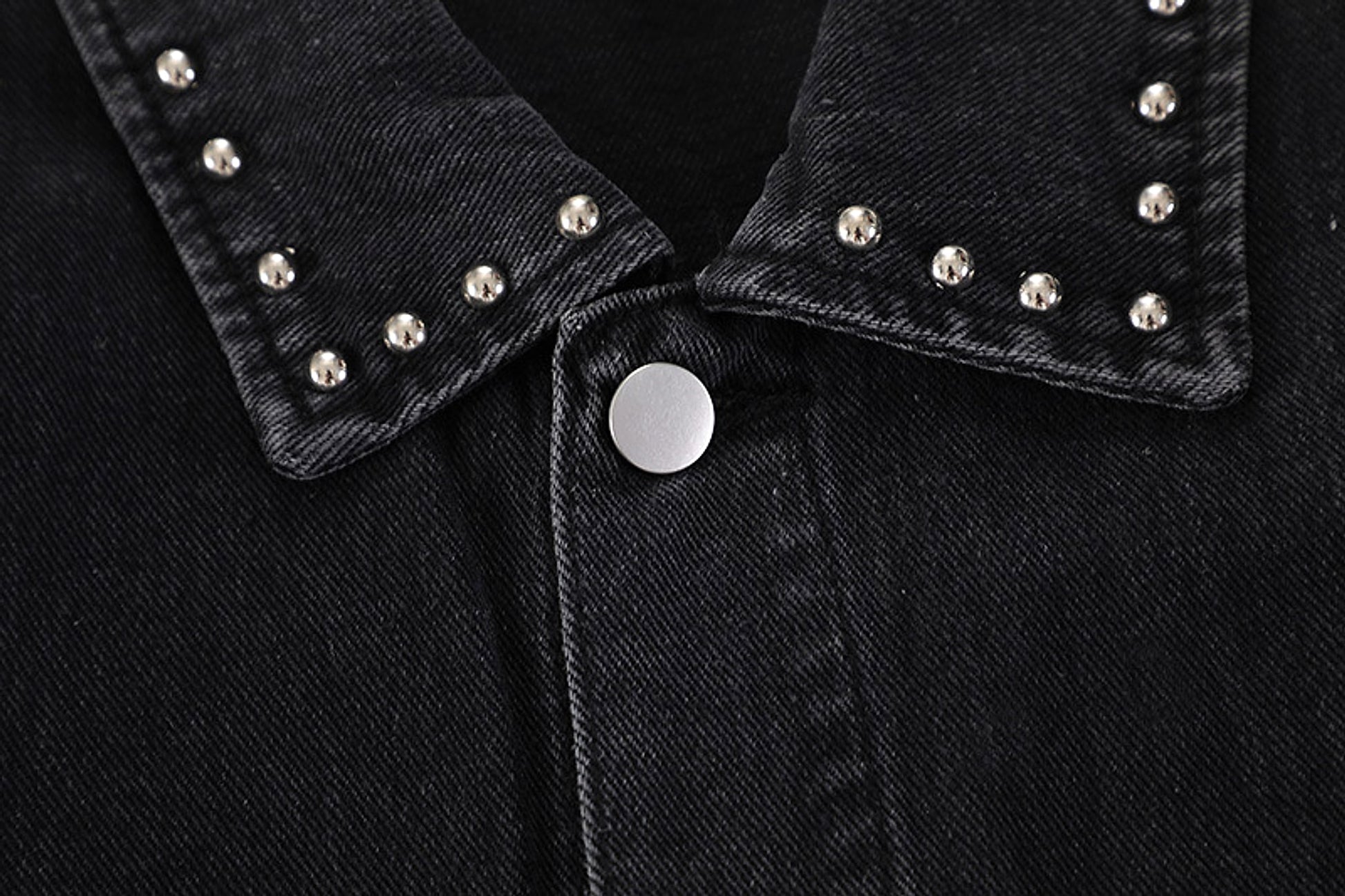 Heavy Beaded Black Denim Jacket For Men And Women - enhanced image 3