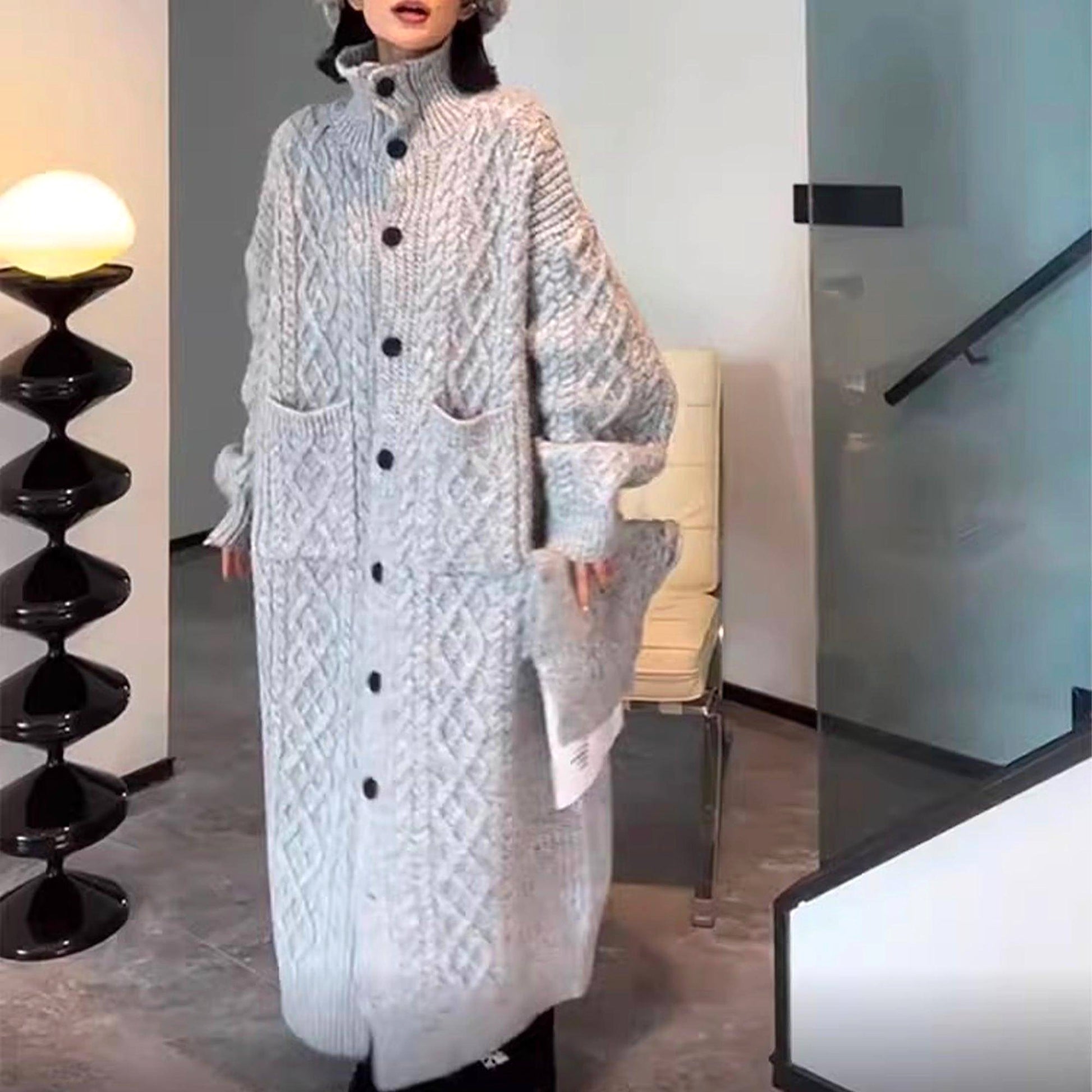AlpacaBlend™ – Hand-Knitted Luxury Cardigan - enhanced image 3