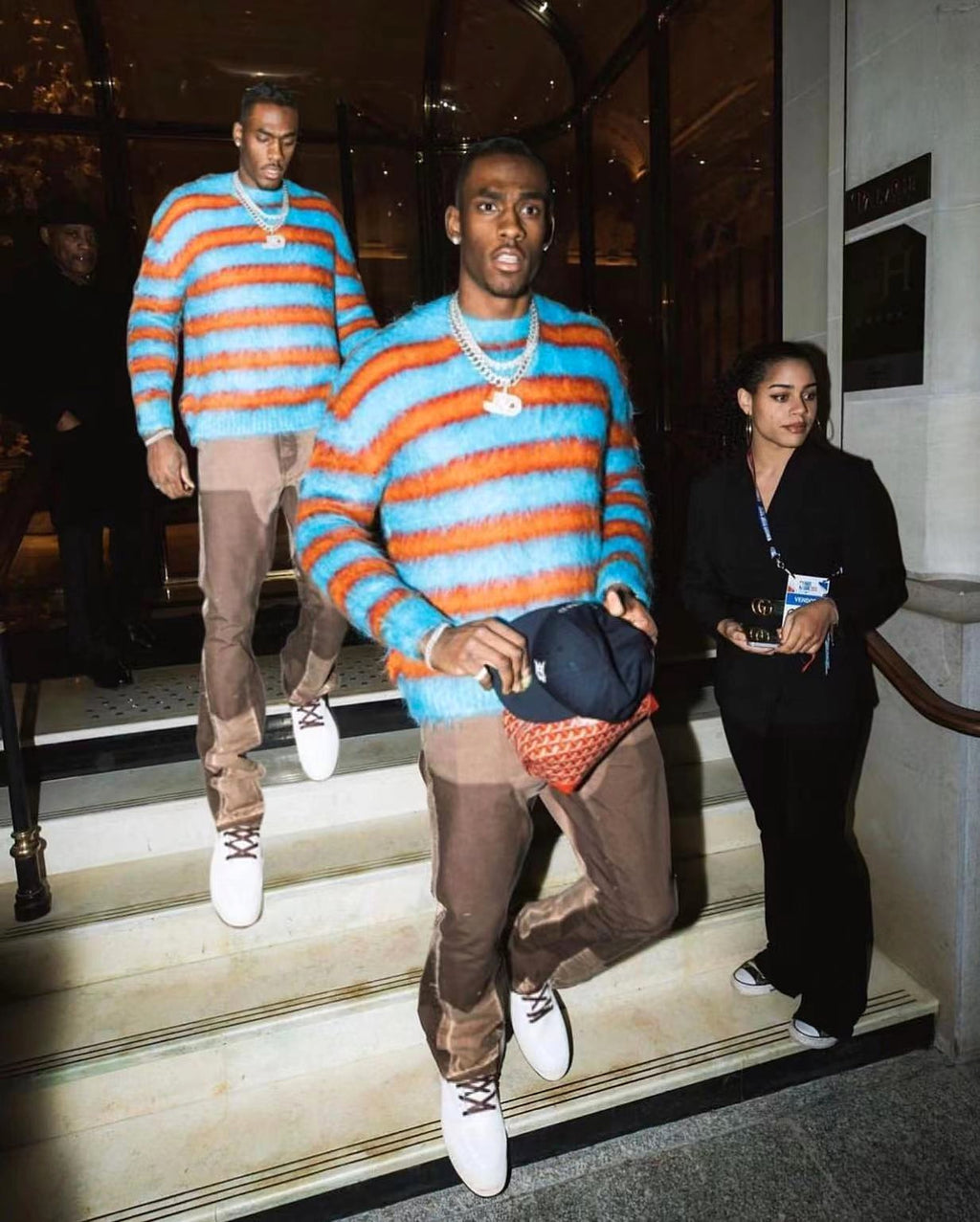 High Street American Style Trend Loose Striped Sweater Men - enhanced image 3