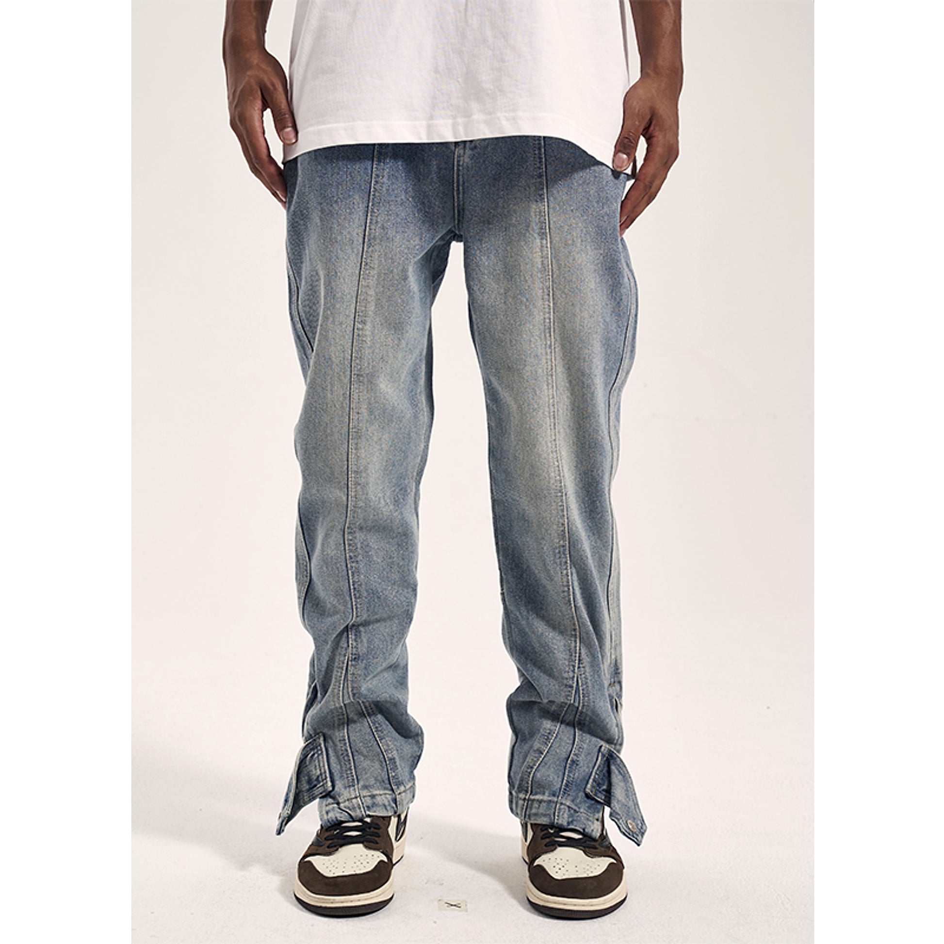 High Street Distressed 3D Cut Jeans With Side Zipper Men - enhanced image 3