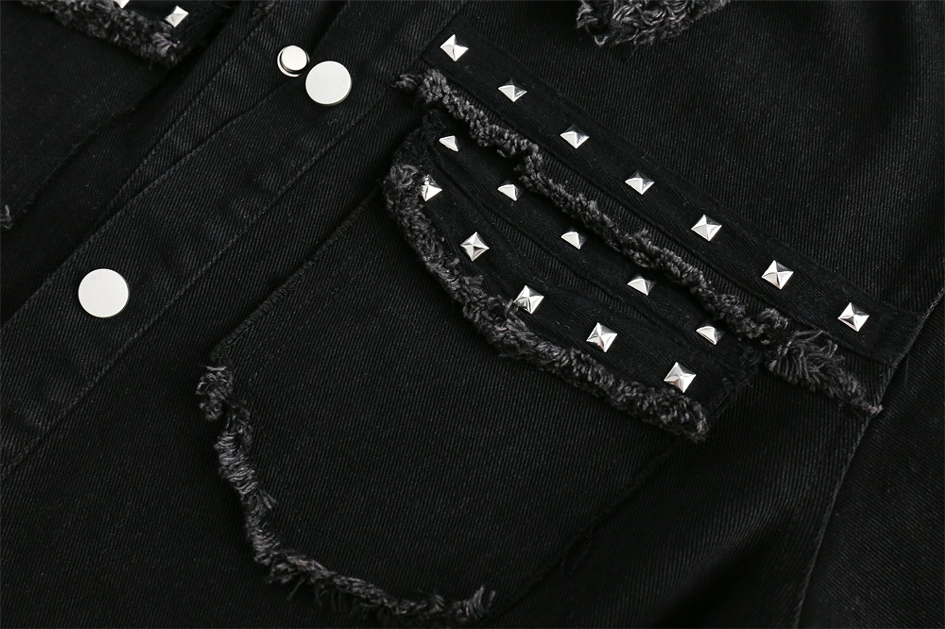 High Street Fashion Brand Hip Hop Rock Rivet Decorative Denim Jacket - enhanced image 3
