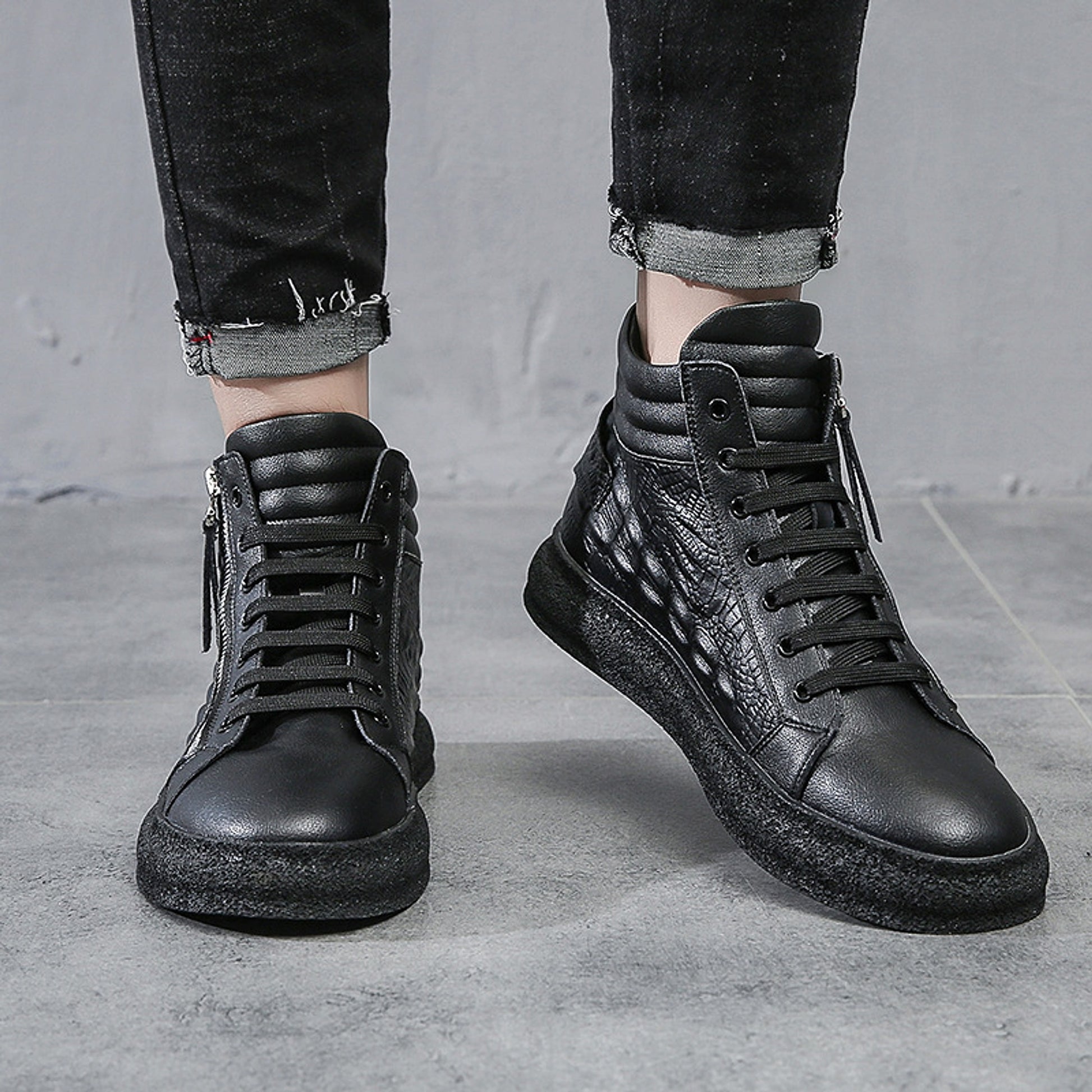 UrbanCore™ – Men’s High-Top Leather Street Sneakers - enhanced image 3