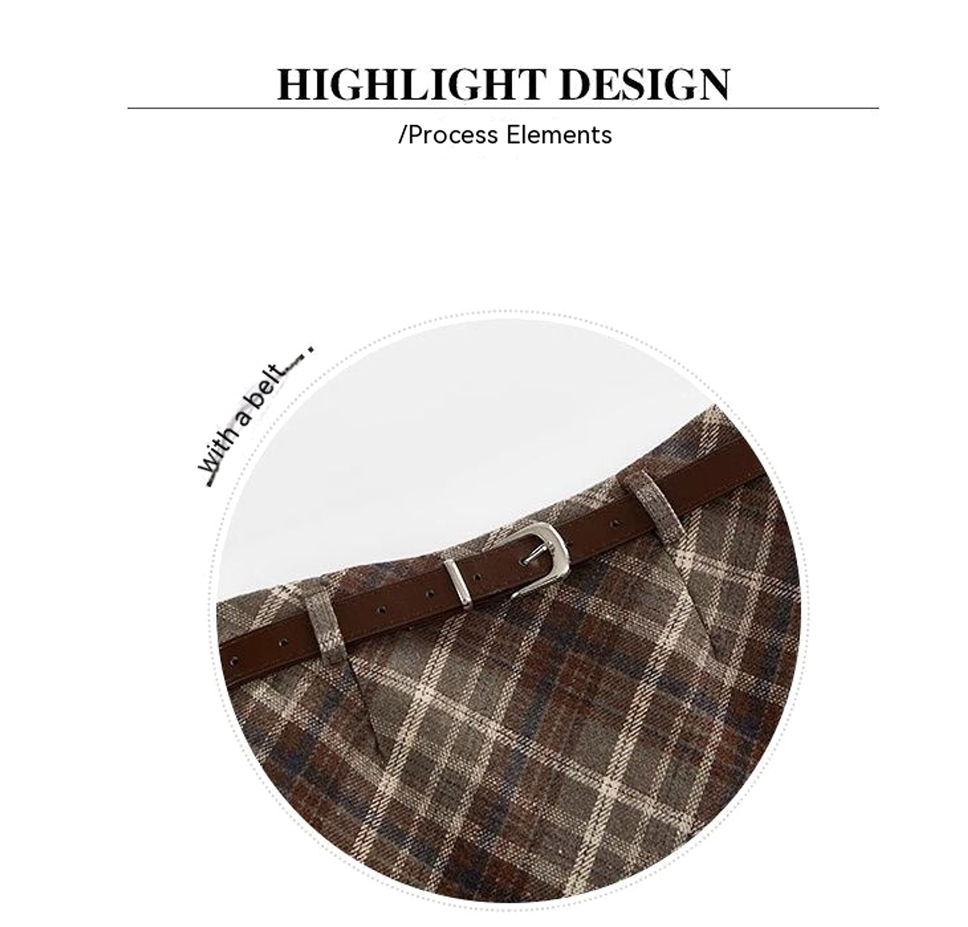 High Waist Mid-length Woolen Plaid Skirt For Women - enhanced image 3