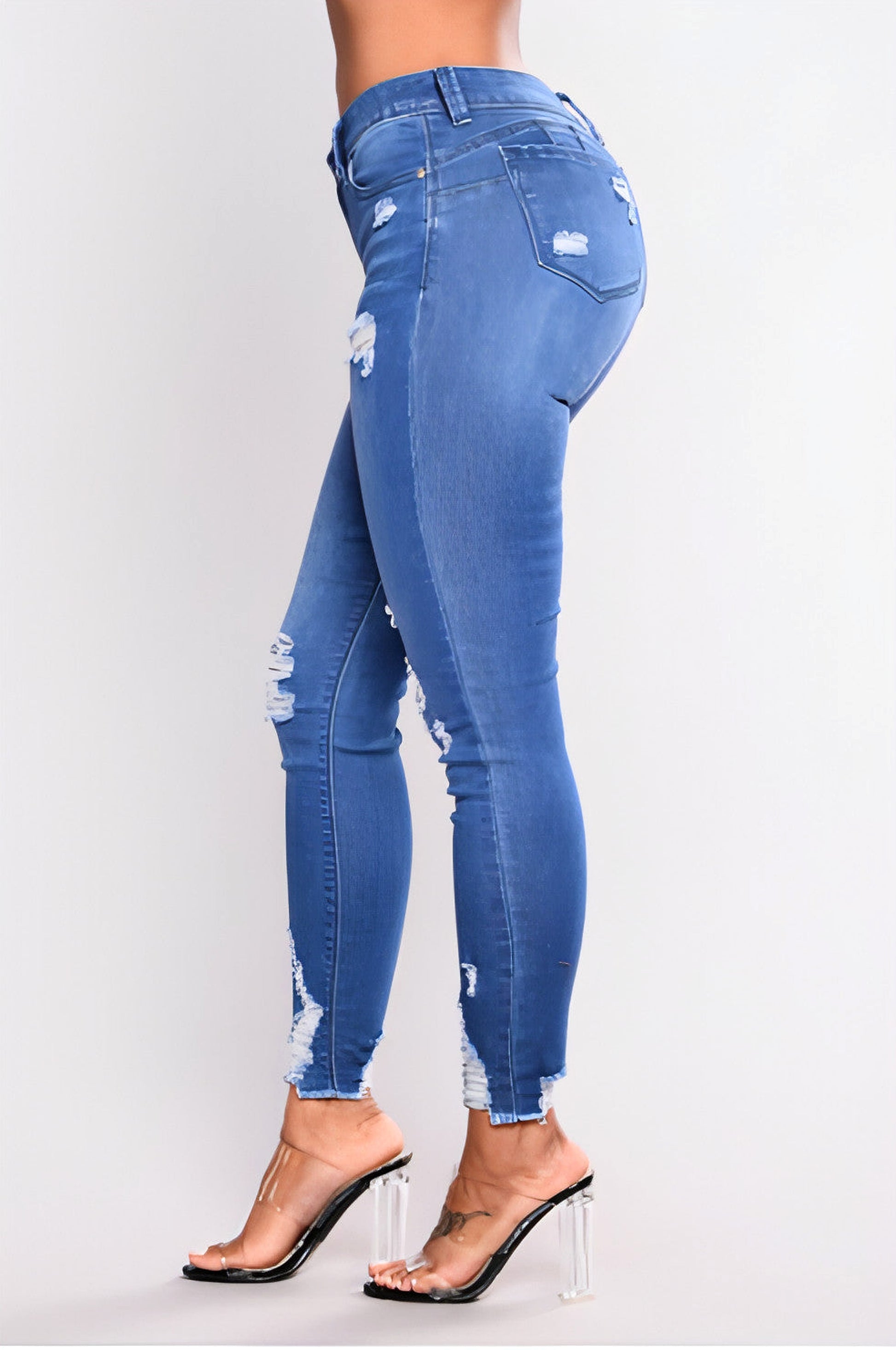 High waist stretch slim pencil feet pants - enhanced image 3