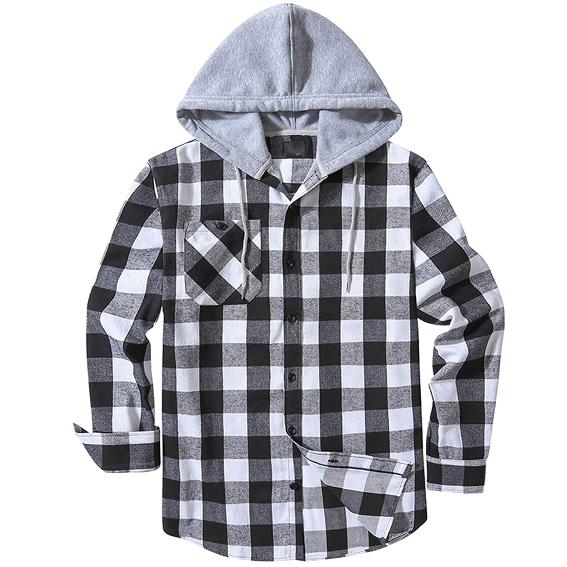 Hooded Plaid Shirt Men's Casual - enhanced image 3