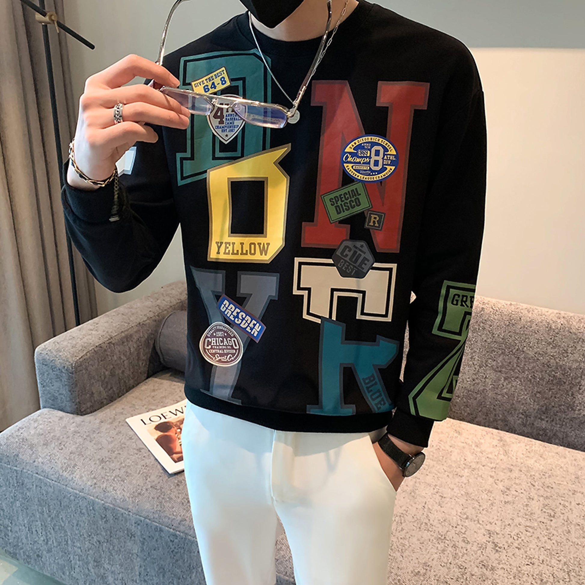 Round Neck Long Sleeve Menswear Fashion Brand Velvet Padded Thickened Coat Top - enhanced image 3