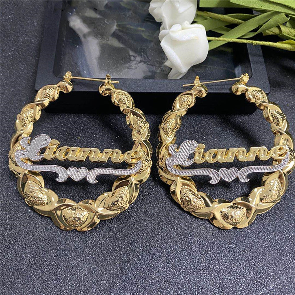 Ins Wind Alloy Carved Name Earrings - enhanced image 3