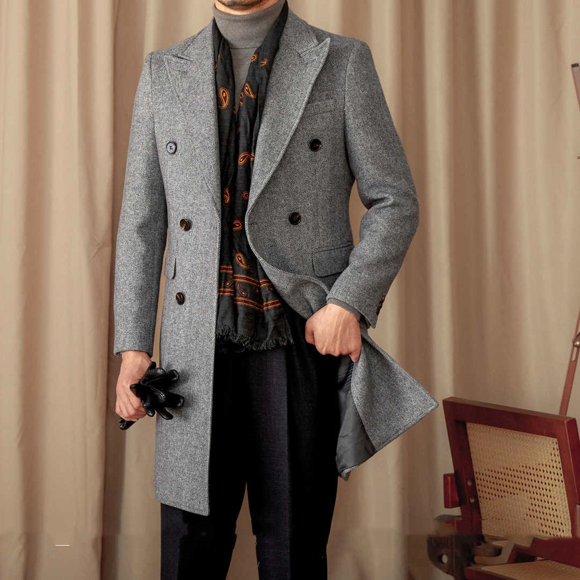 Italian Slim Fit Warm Coat For Men - enhanced image 3
