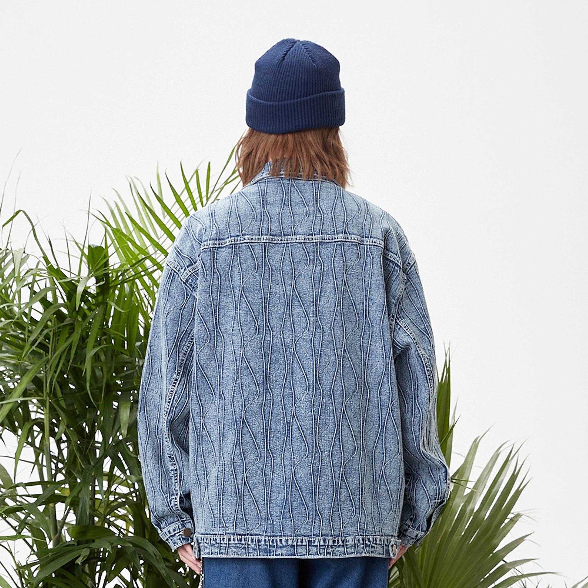 Jacquard Stone Washed Denim Jacket For Men And Women - enhanced image 3
