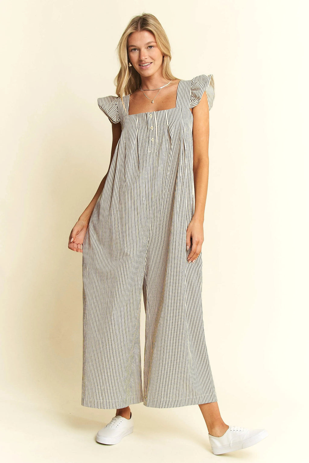 Jade By Jane Stripe Sleeveless Ruffle Jumpsuit - enhanced image 3