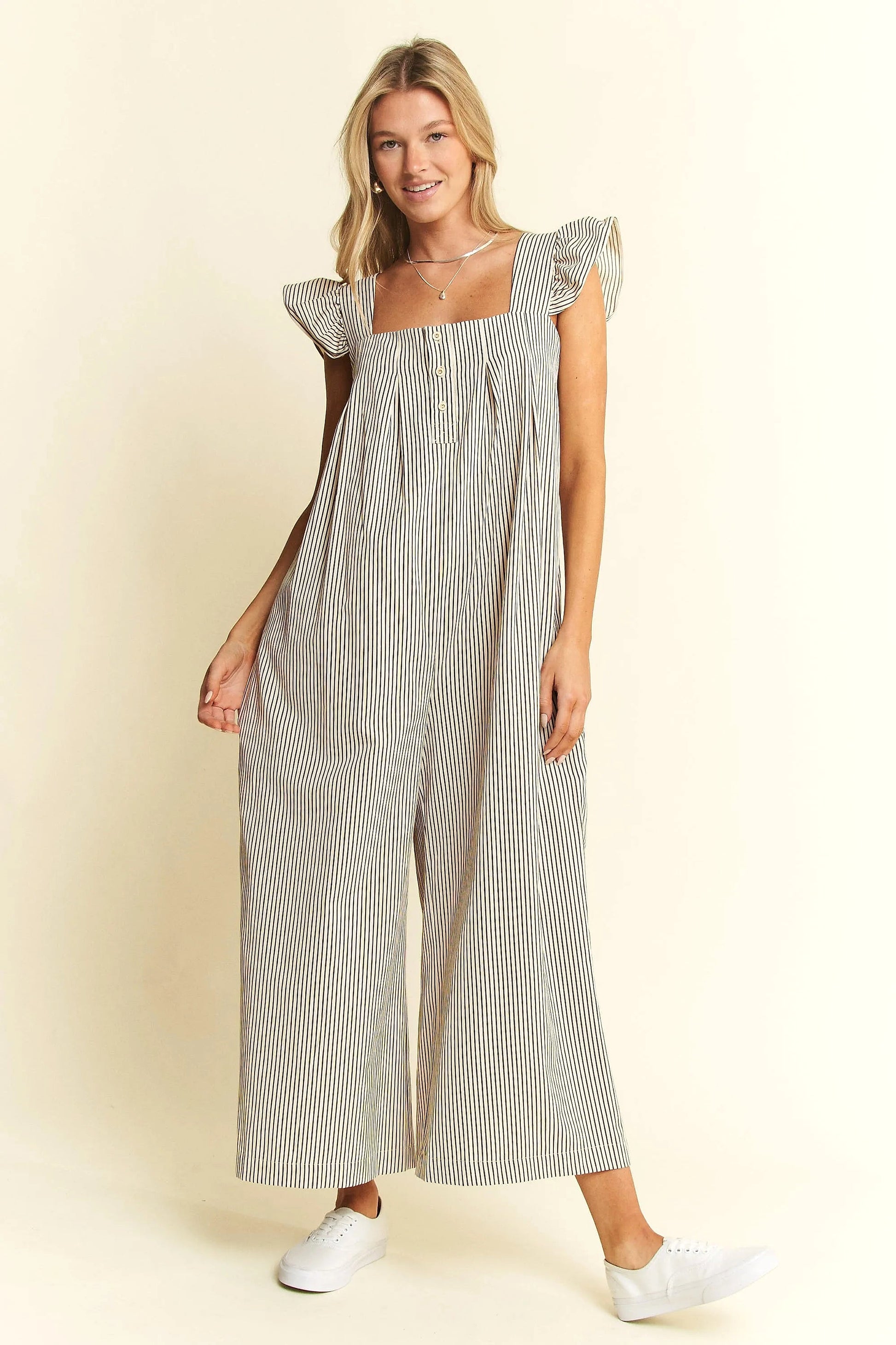 Jade By Jane Stripe Sleeveless Ruffle Jumpsuit - enhanced image 3
