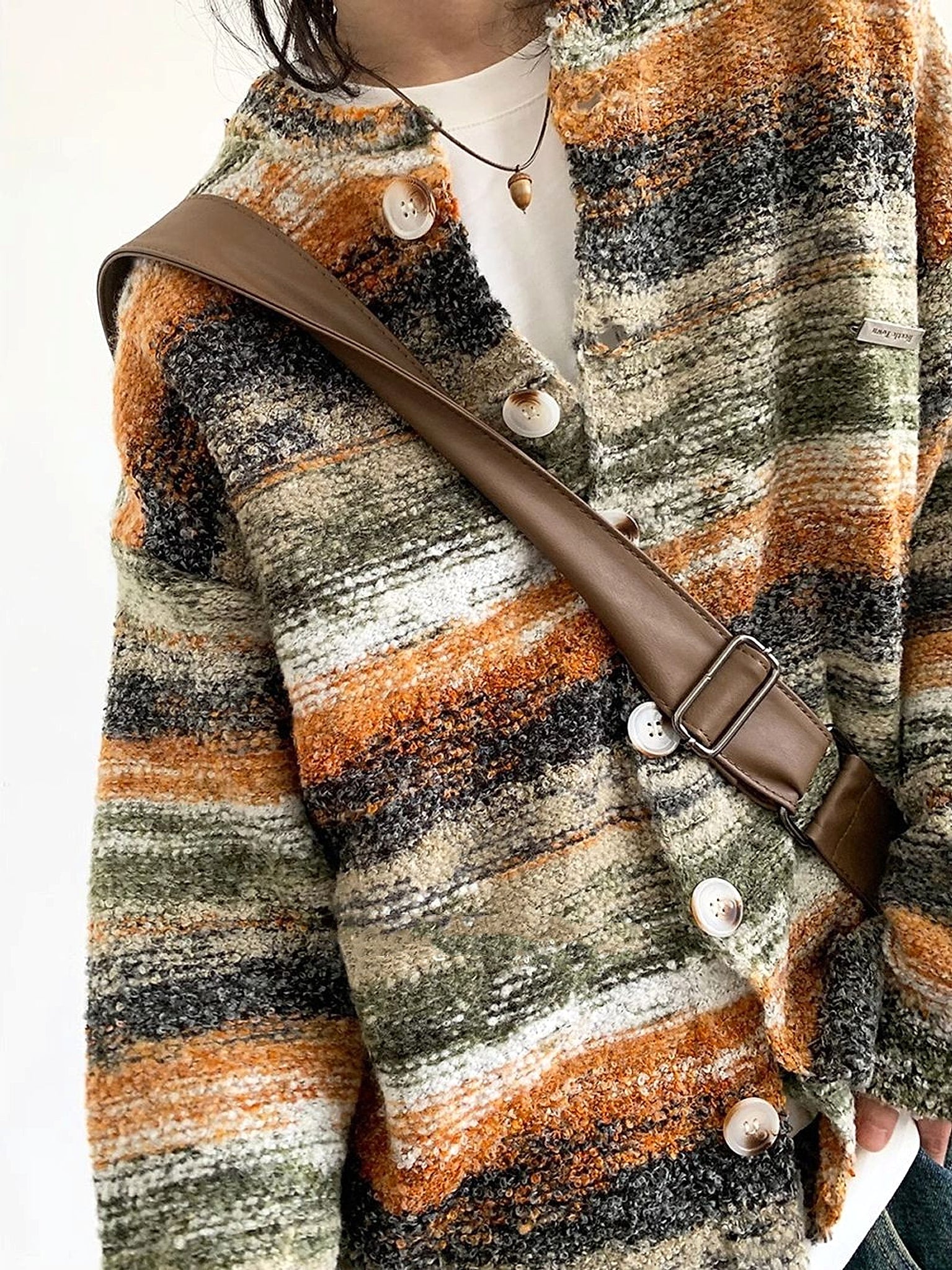 Japanese Street Harajuku Style Knitted Cardigan Gradient Neutral Loose Sweater Coat - enhanced image 3