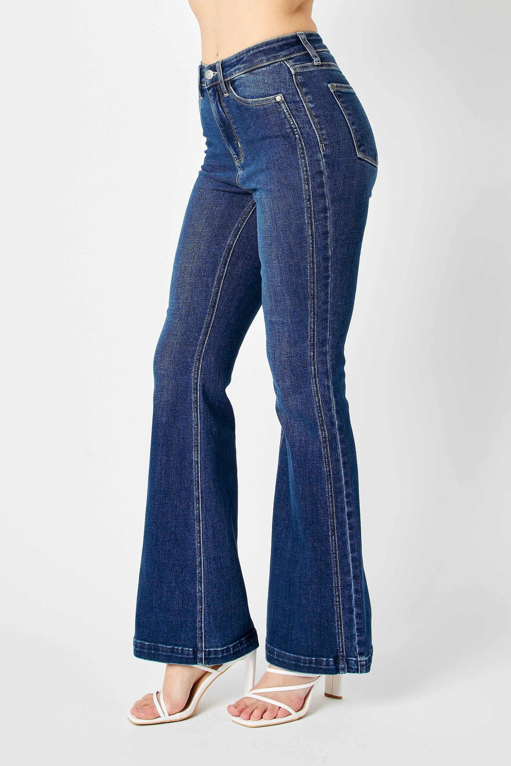 Judy Blue Full Size Hw Angled Side Seam Detail Flare Jeans Plus Size - enhanced image 3