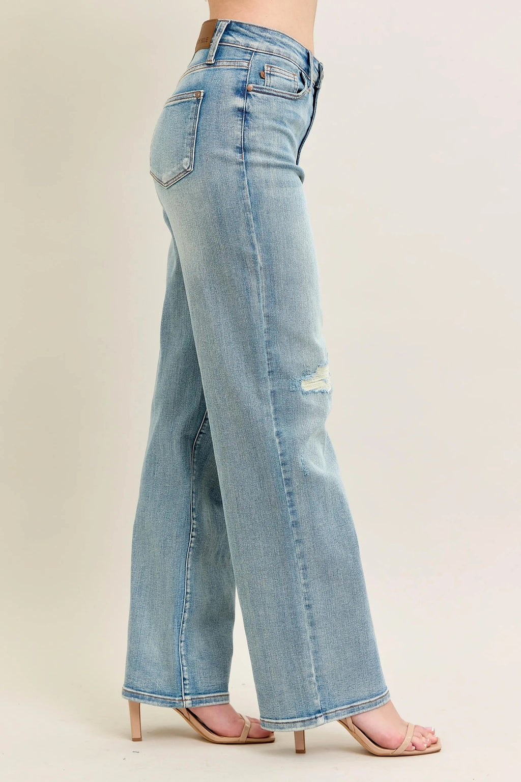 Judy Blue Full Size Hw Destroy & Knee Patch Straight Jeans Plus Size - enhanced image 3
