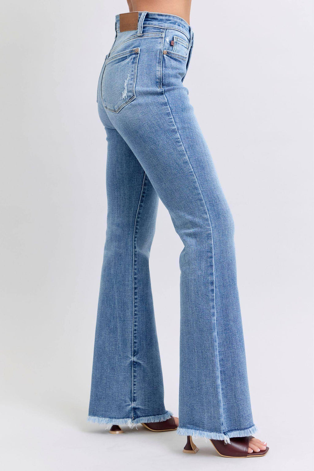 Judy Blue Full Size Raw Hem High Rise Bootcut Jeans - enhanced image 3