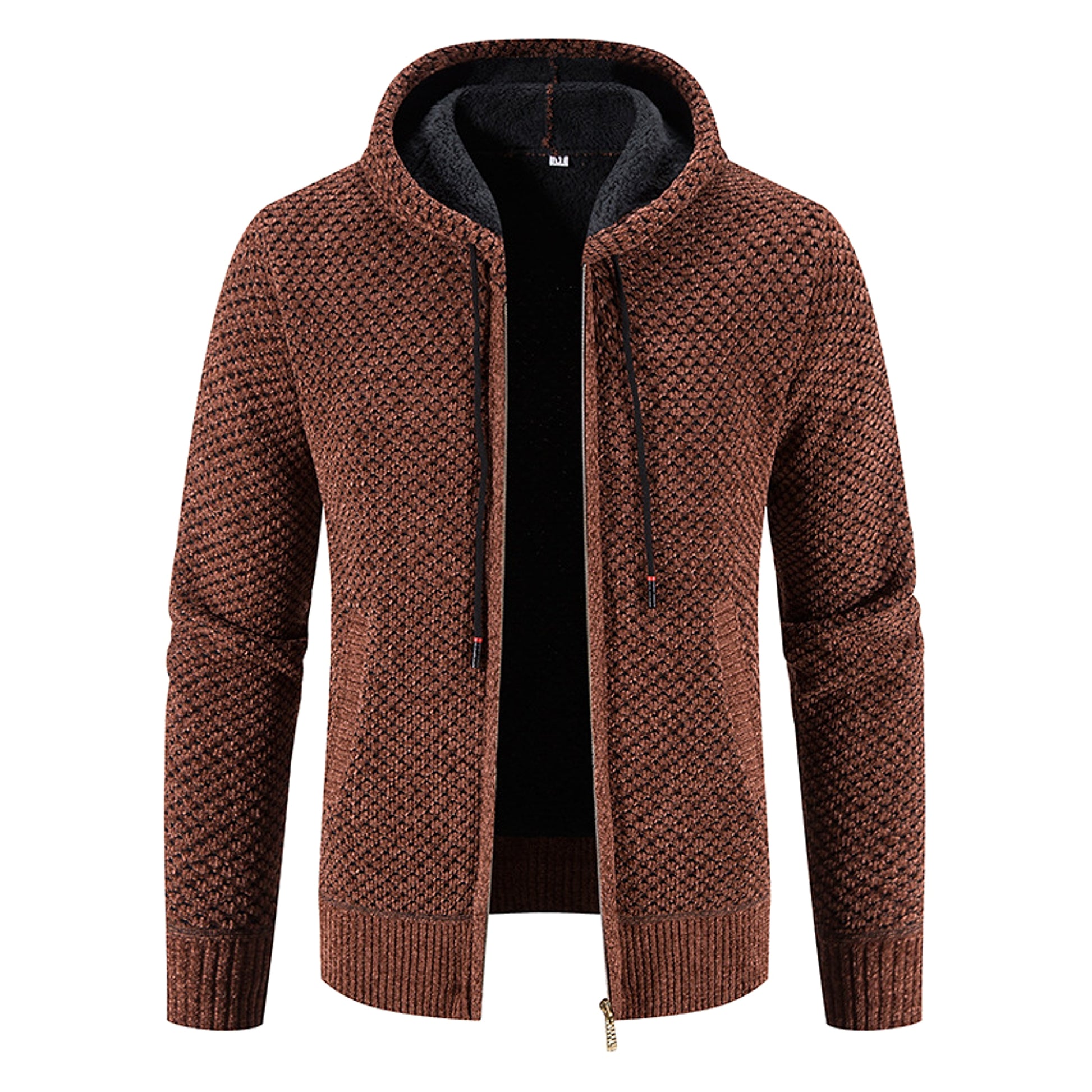 Knitwear Men's Hooded Sweater Fleece-lined Velvet-added Thickness Fleece-lined Warm Cardigan Coat - enhanced image 3