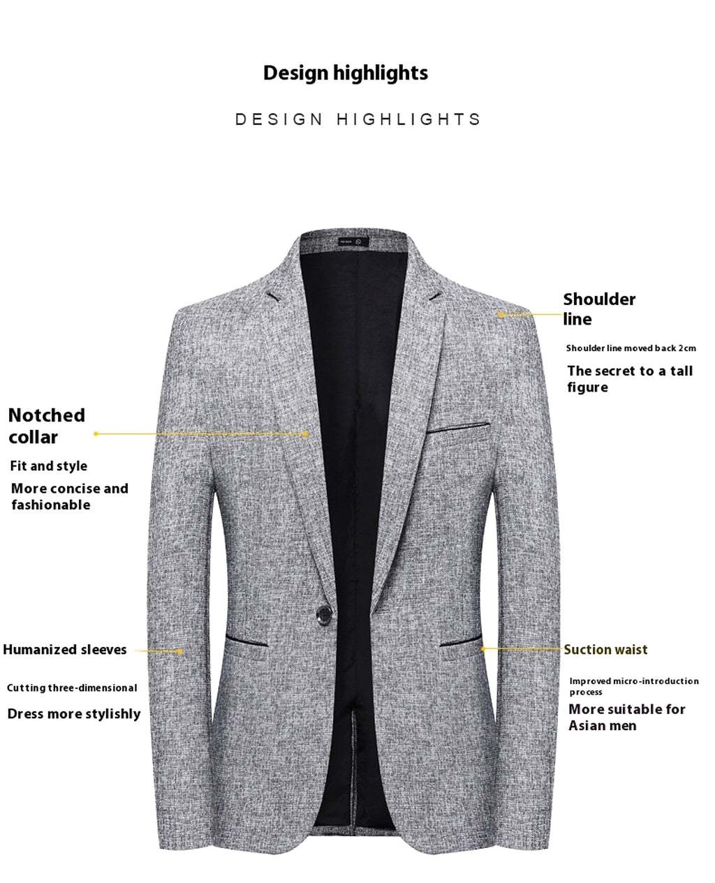 Korean-style Slim-fit Single Row One Button Small Business Suit Coat - enhanced image 3