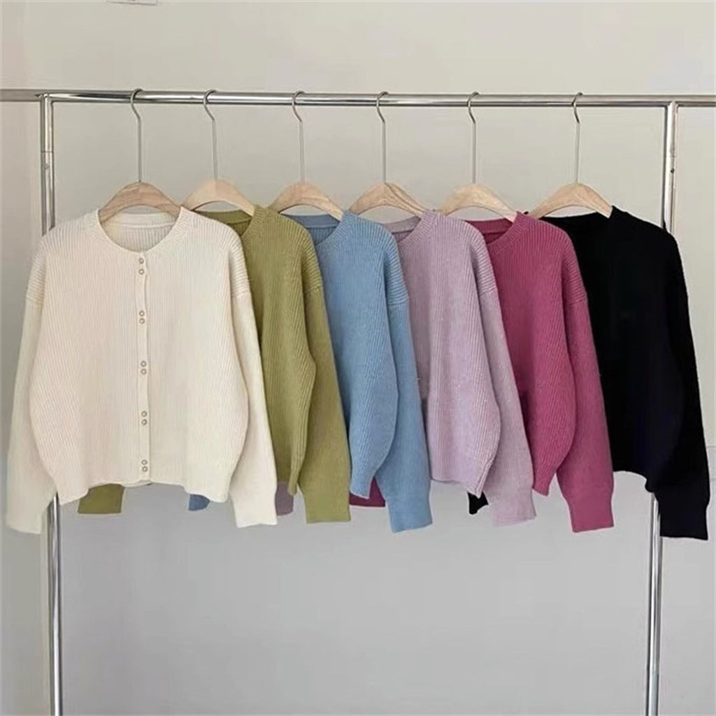 Korean Style Women's Long Sleeve Sweater Coat - enhanced image 3