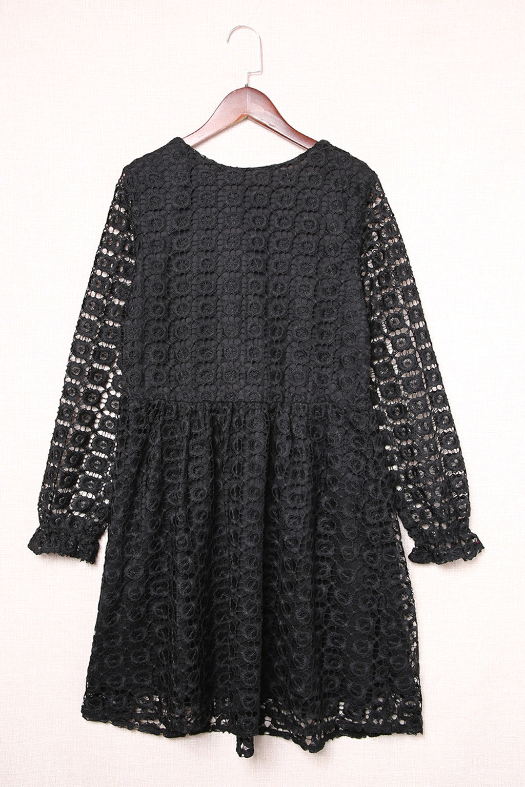 A. Lace Stitching Long Sleeve Dress Women - enhanced image 3