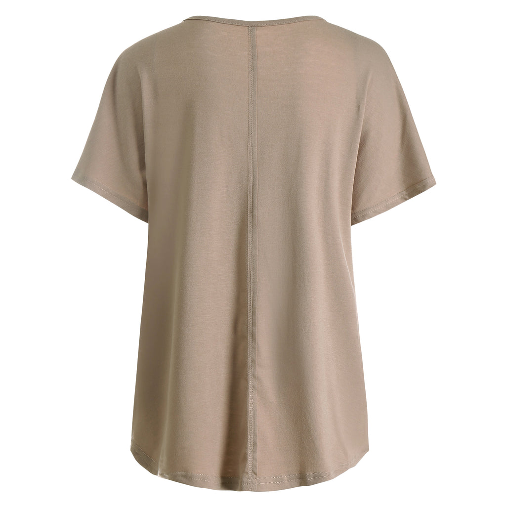 Ladies Casual Pullover Short Sleeve Top Fashion V-Neck T-Shirt - enhanced image 3
