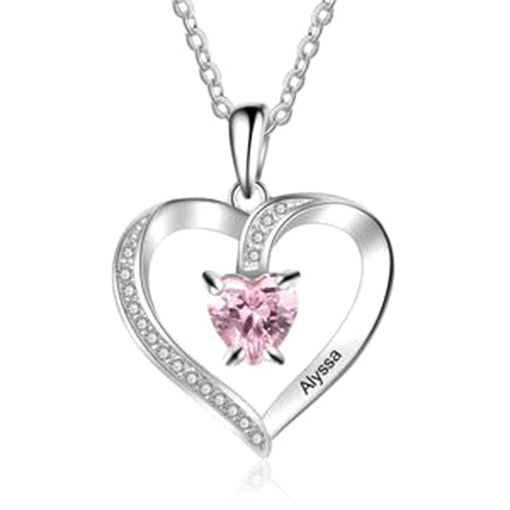 Ladies Elegant Heart Zircon Love Pendant Necklace - enhanced image 3