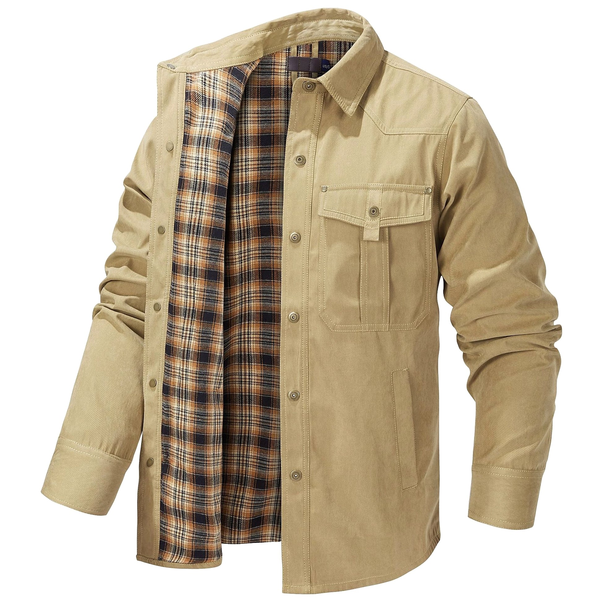 A.1 Lapel Plaid Flannel Casual Retro Western Style Jacket Men - enhanced image 3