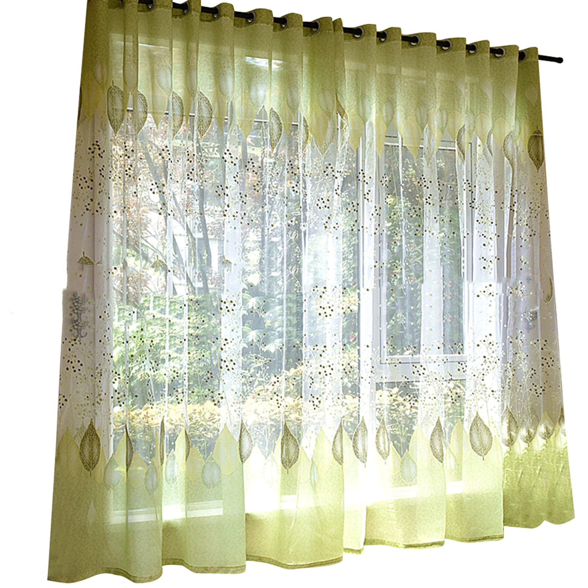 LeafLoom™ – Semi-Blackout Green Leaf Print Curtain - enhanced image 3