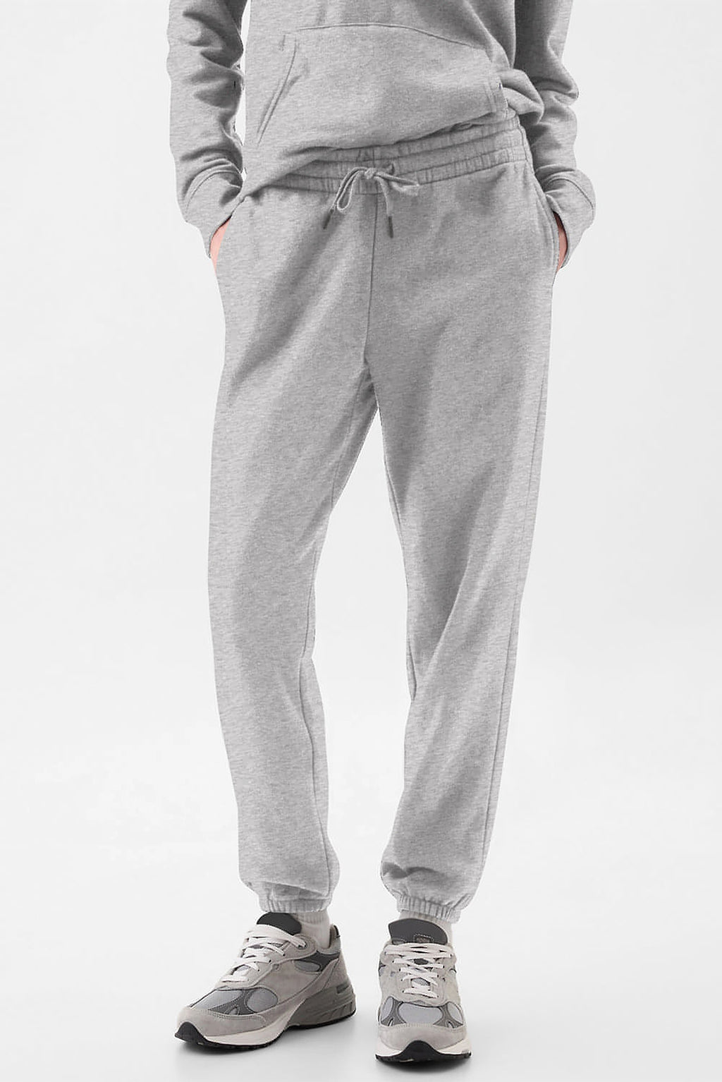 Light Grey Solid Color Fleece Lined Drawstring Waist Joggers - enhanced image 3