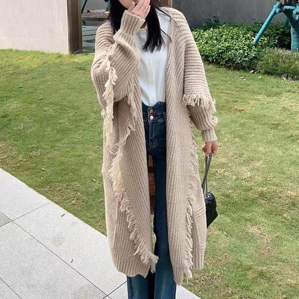 Long Alpaca Wool Sweater Coat Handmade Womens Clothing - enhanced image 3