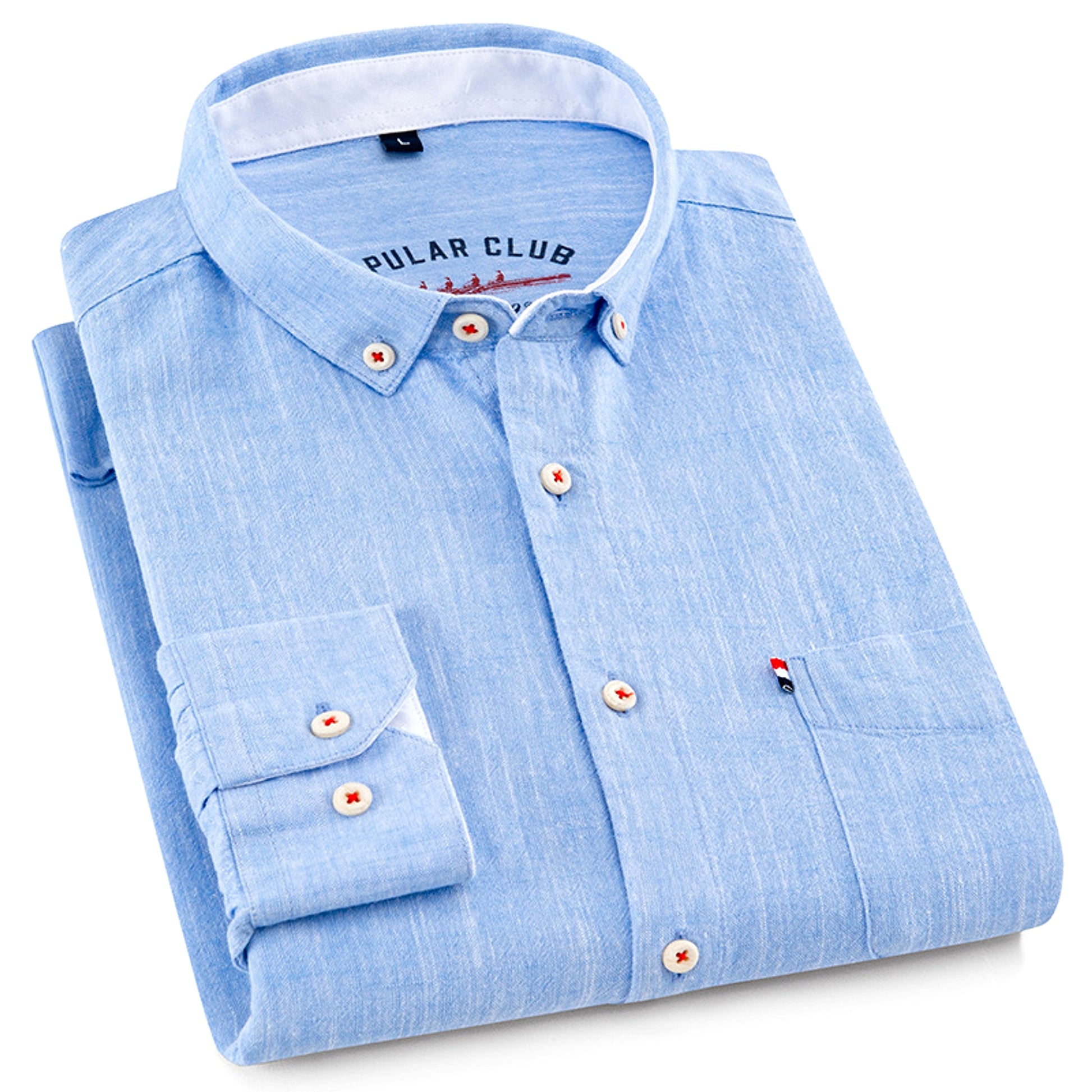 Long Sleeve Cotton Linen Slim Fit Fashion Casual Linen DressShirt Men - enhanced image 3