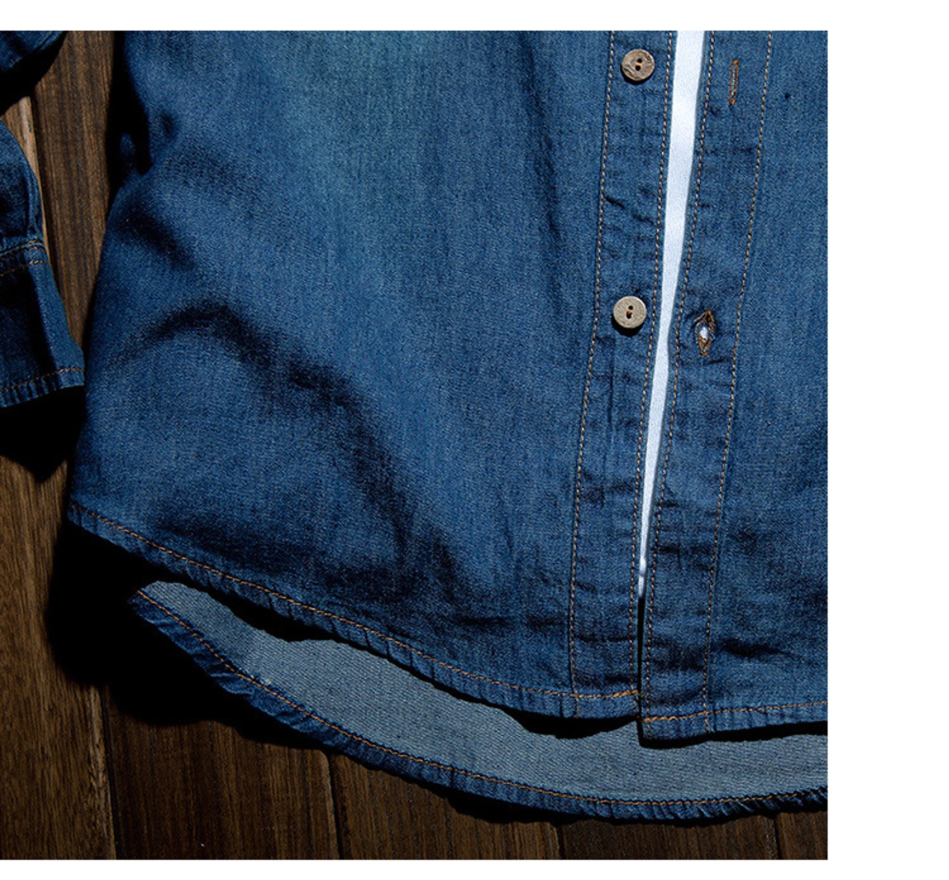 Long Sleeve Denim DressShirt Jacket Slim Style Men's Thin - enhanced image 3