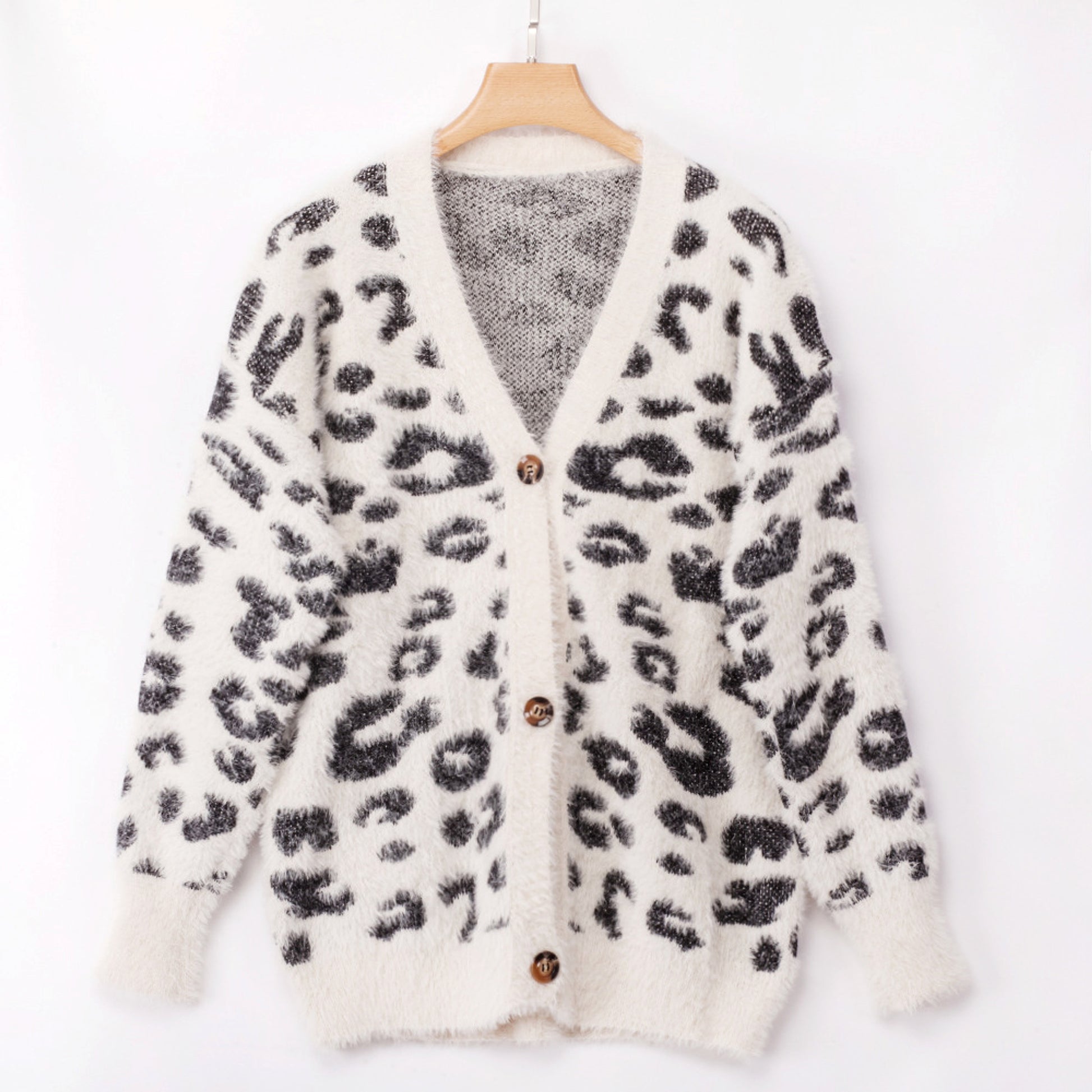 UrbanFur™ – Long Sleeve Leopard Knit Cardigan - enhanced image 3
