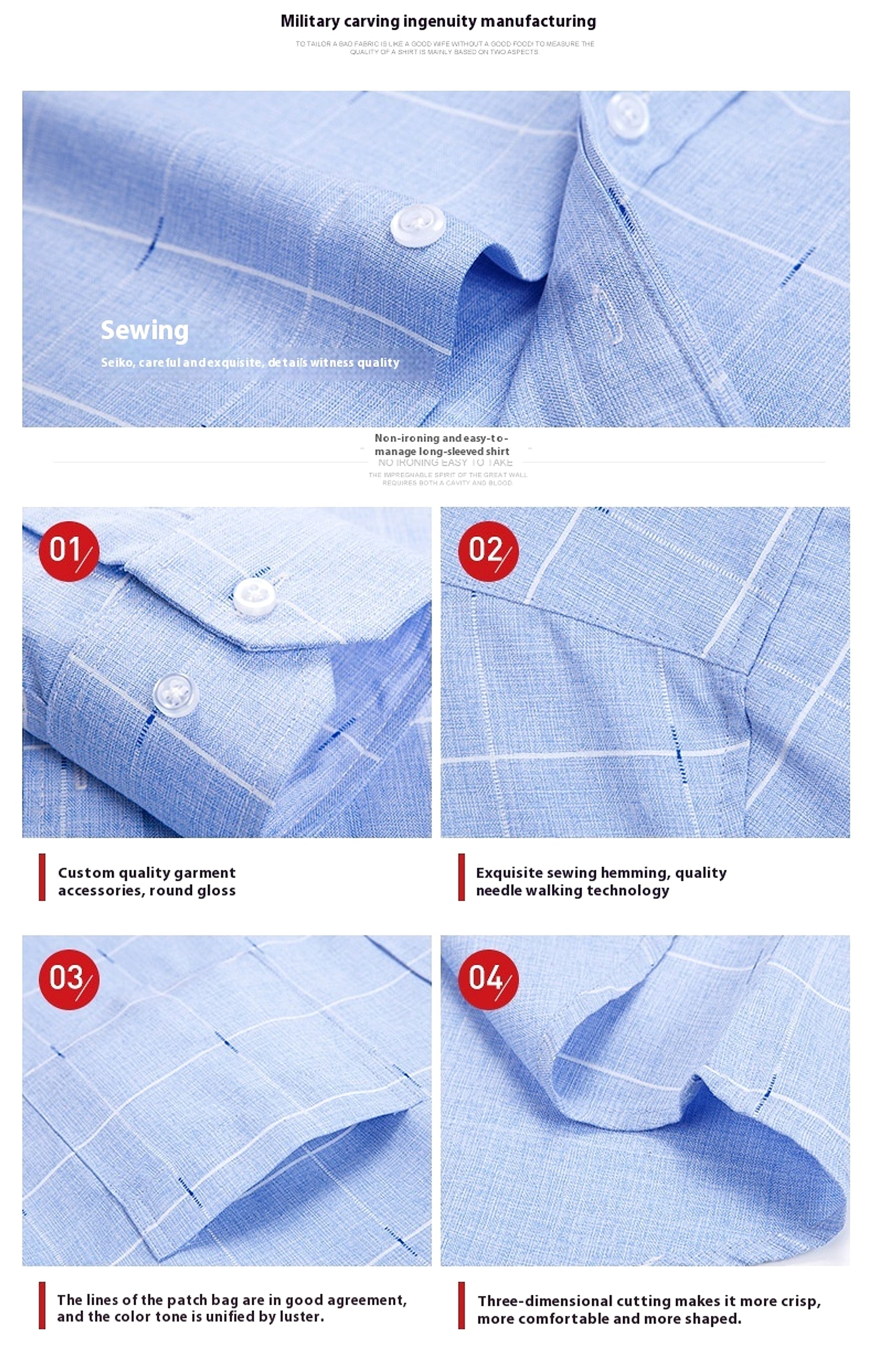 Long-sleeve Middle-aged Loose Spring Business Casual Imitation Cotton And Linen Men's DressShirt - enhanced image 3