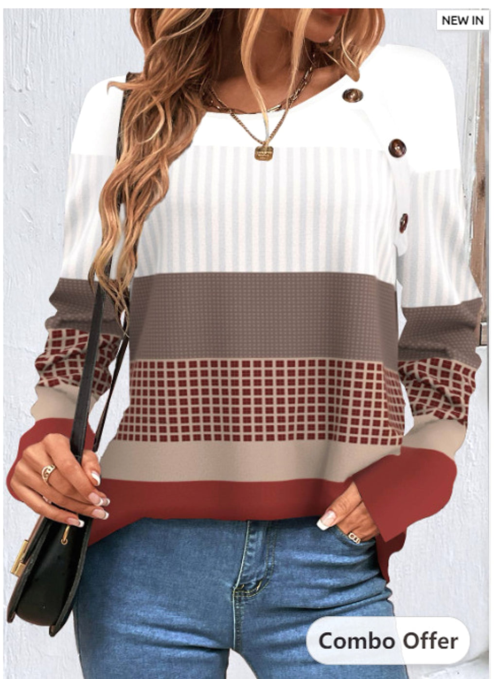 Long Sleeve T-shirt Women Button - enhanced image 3