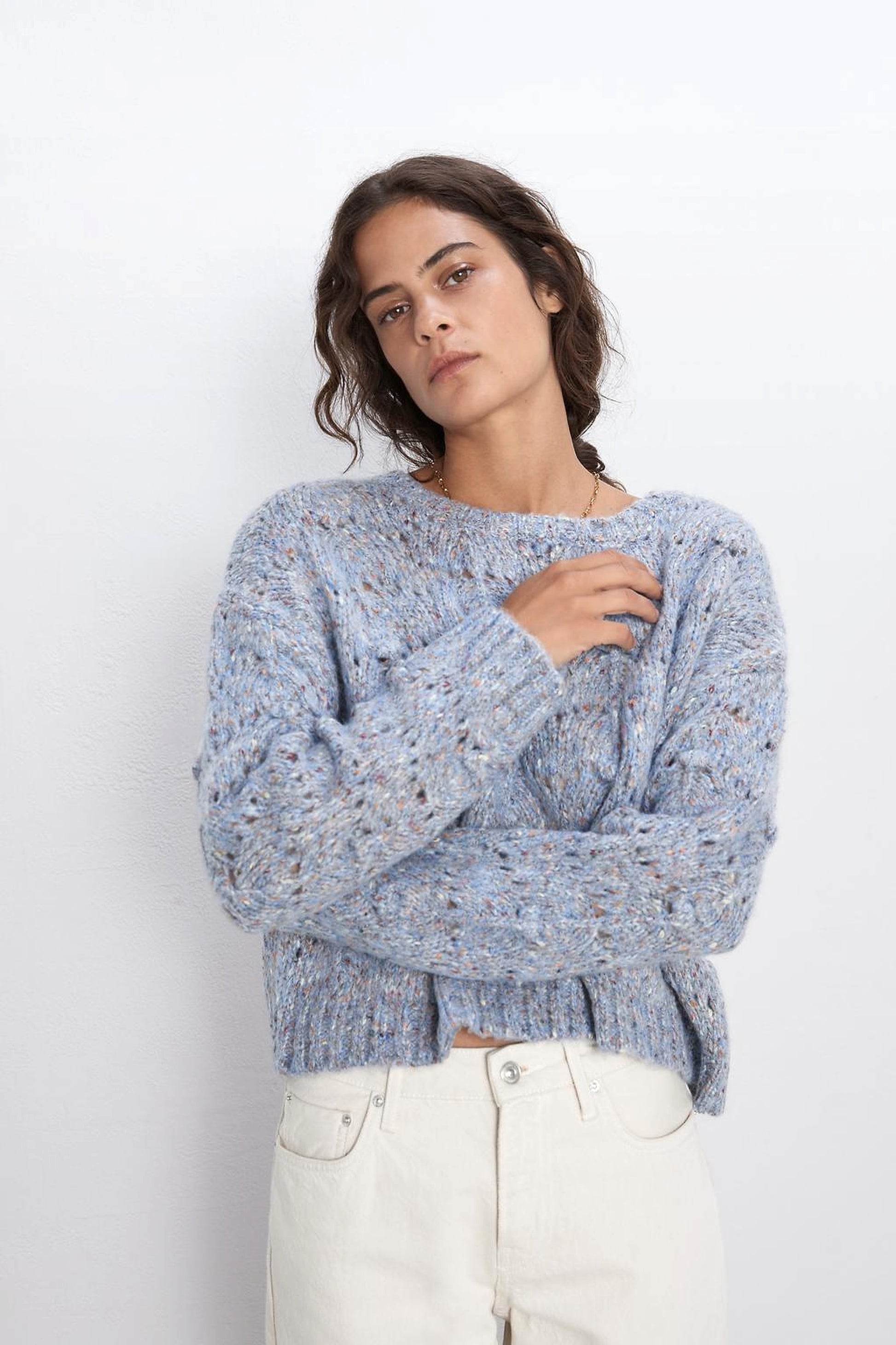 Loose hollow pullover round neck thin sweater short sweater women - enhanced image 3