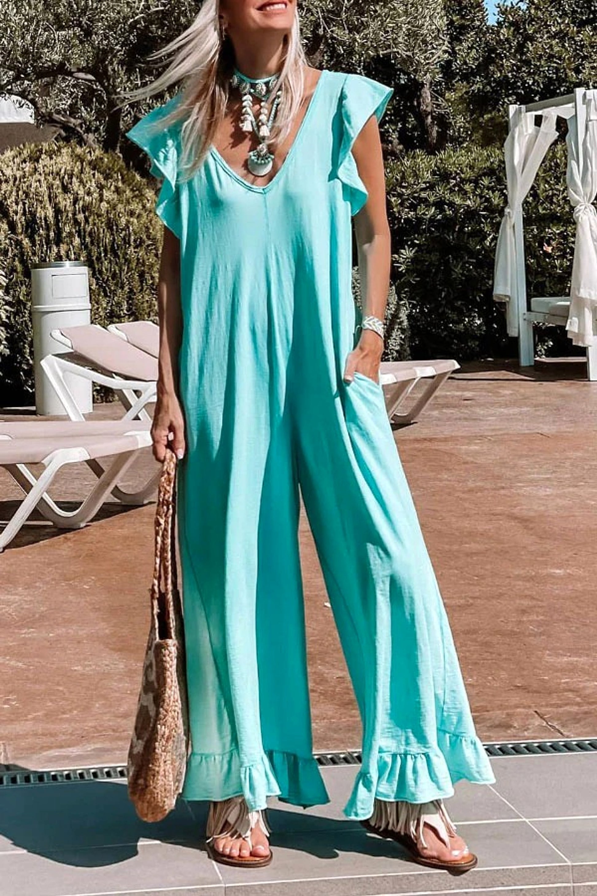 Loose Lotus Leaf Jumpsuit Casual Jumpsuit - enhanced image 3