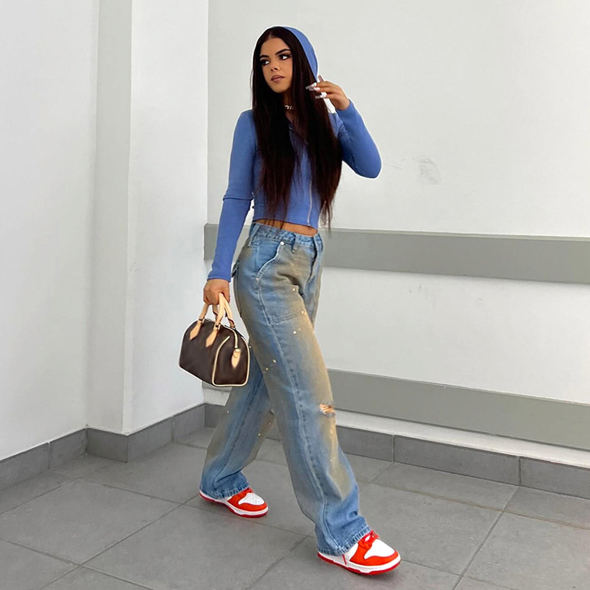 A1. Loose Straight Fashion Street Denim Trousers For Women - enhanced image 3