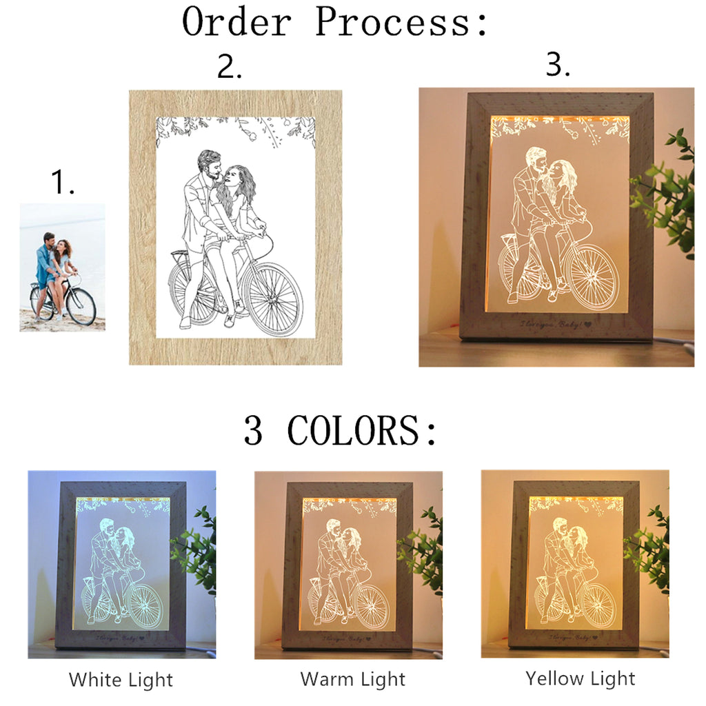 LumiFrame™ – Custom LED Wood Photo Frame with Engraving - enhanced image 3