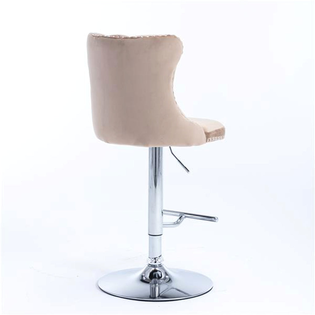 LuneluX_Home  – 2-Piece Velvet Bar Stool Set (Khaki) - enhanced image 3