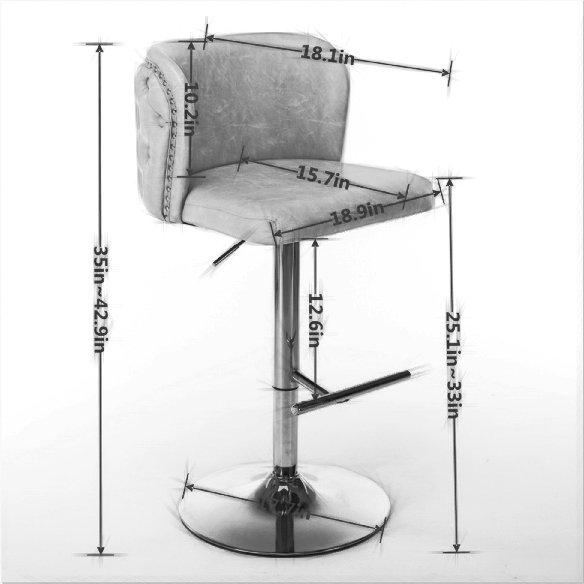 LuneluX_Home – Modern PU Leather Swivel Barstools (Set of 2, Burgundy) - enhanced image 3