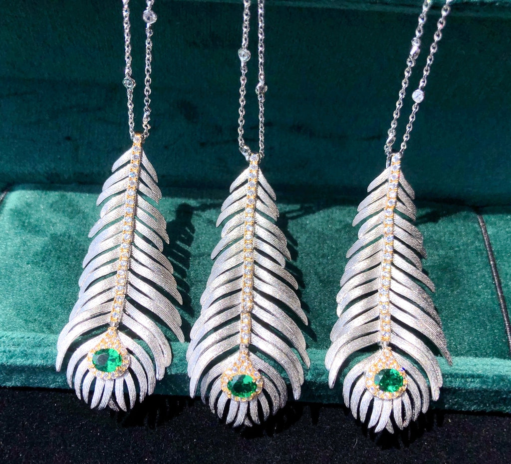 LuxeJewels™ –- 925 Silver Brushed Feather Pendant Necklace - enhanced image 3