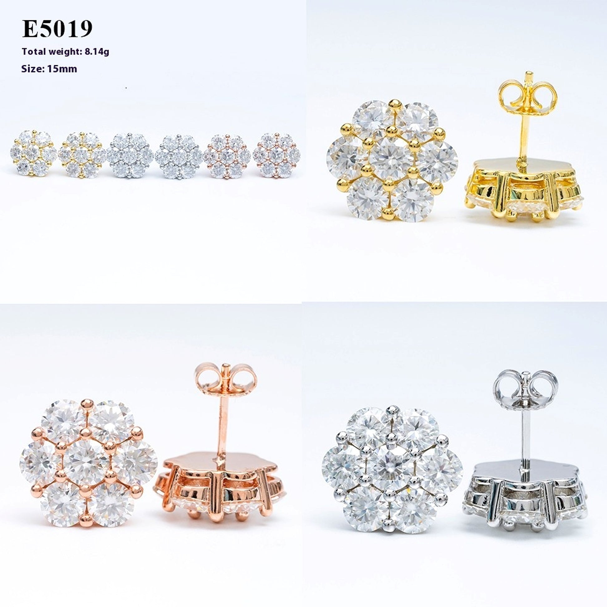 LuxeJewels™ – BloomAura Moissanite Flower Earrings - enhanced image 3