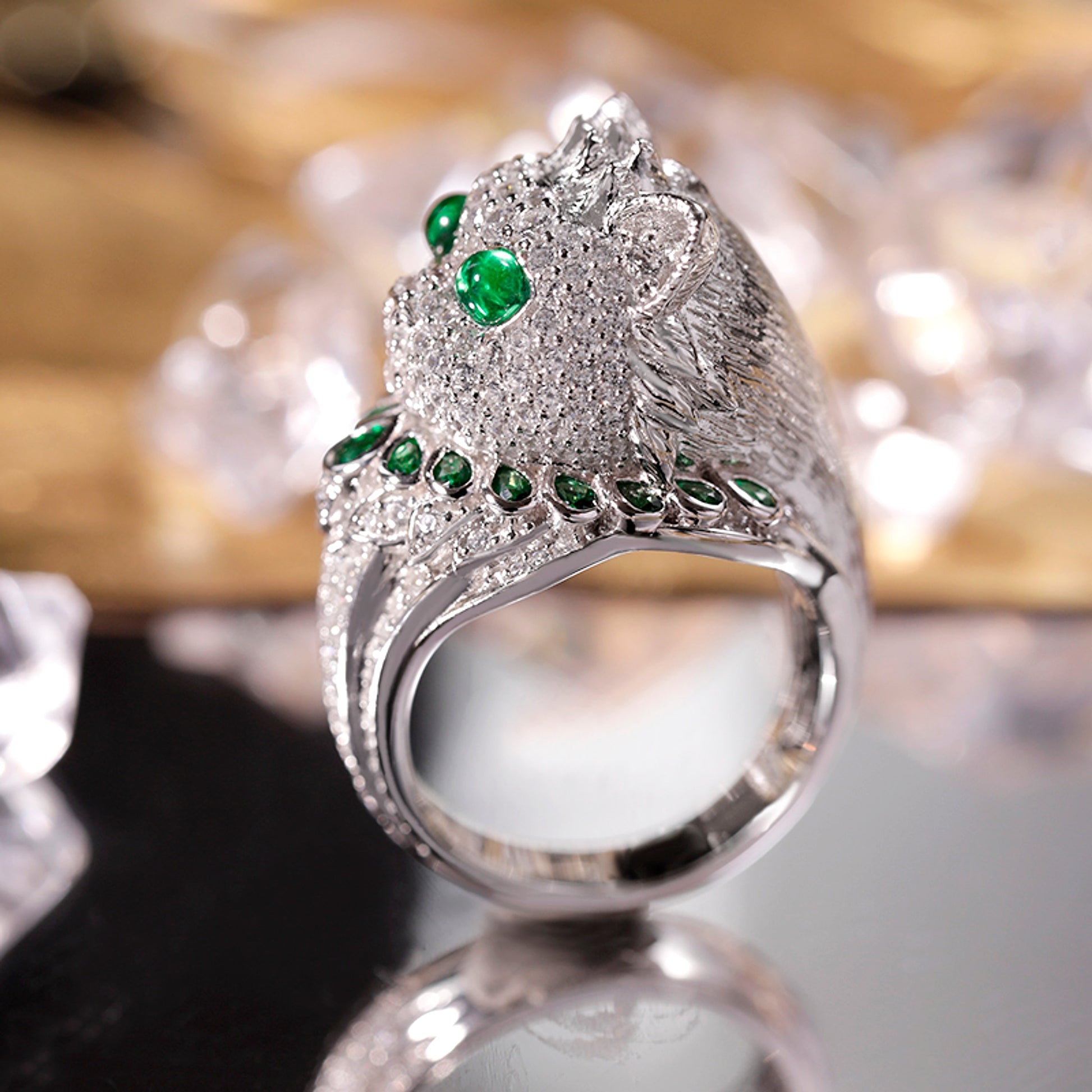 LuxeJewels™ - EmeraldWhisker – Sterling Designer Ring - enhanced image 3