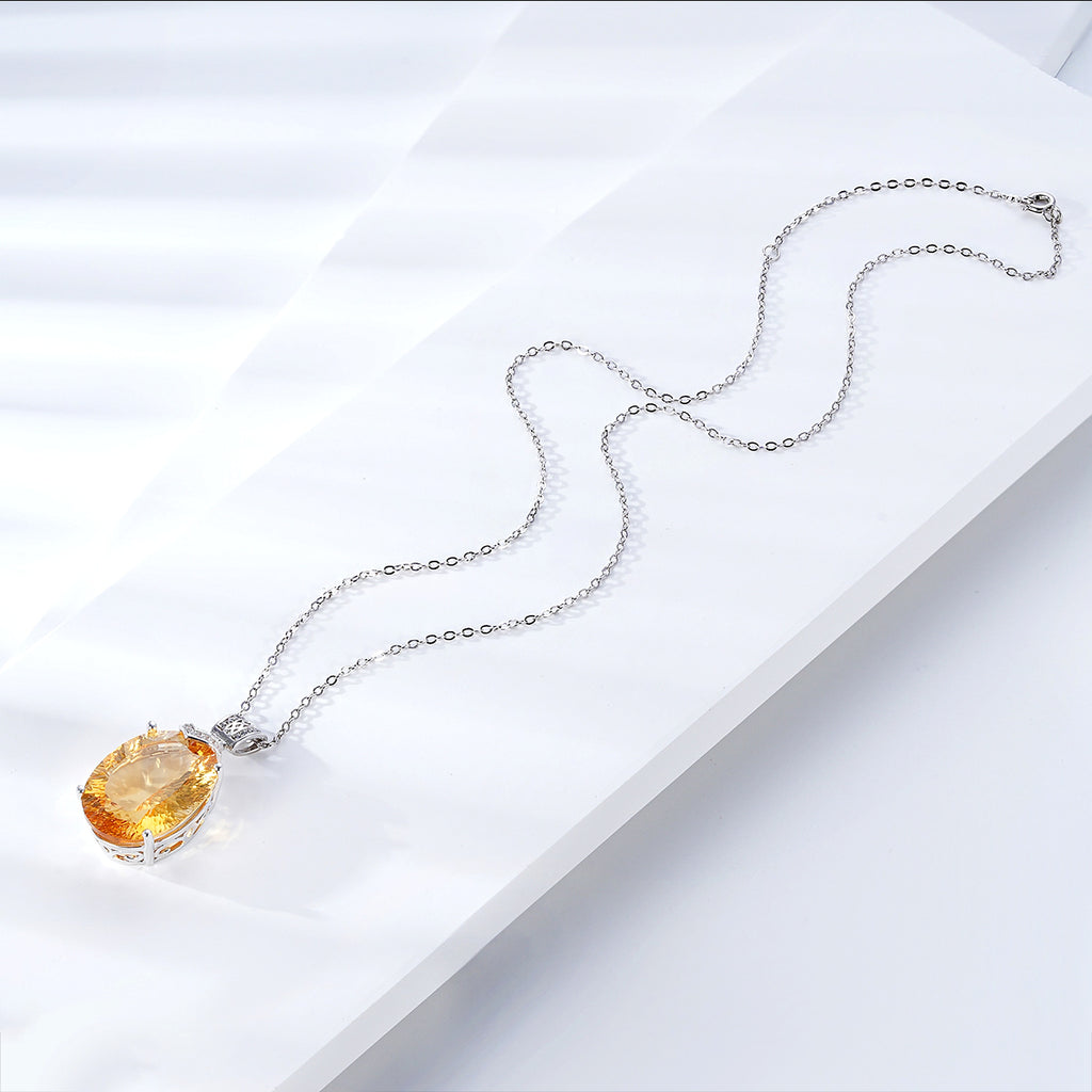 LuxeJewels™ – Solaris Gemdrop Citrine Pendant Necklace - enhanced image 3