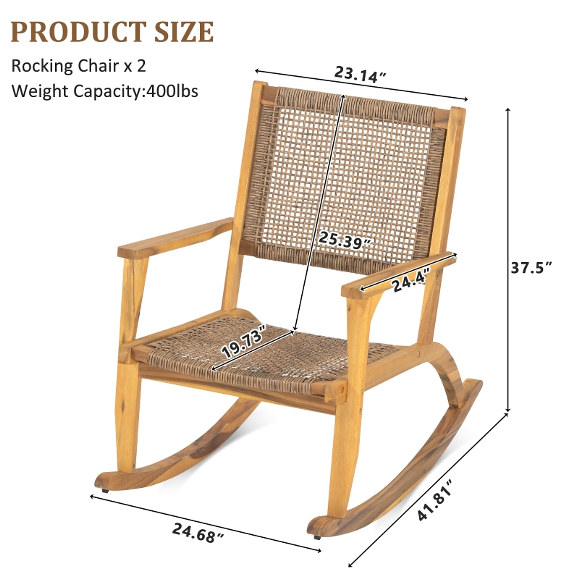 LuxePatio™ – 2‑Piece Acacia Rocking Chair Set for Outdoor & Garden Use (US Warehouse) - enhanced image 3