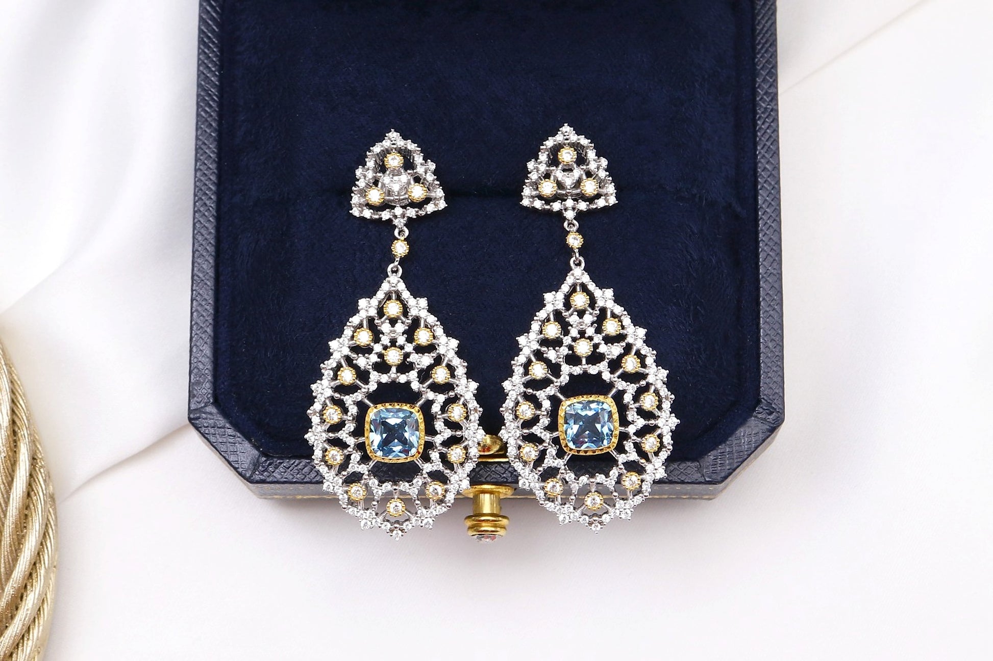Luxury Custom 925 Silver Blue Luxury Earrings - enhanced image 3