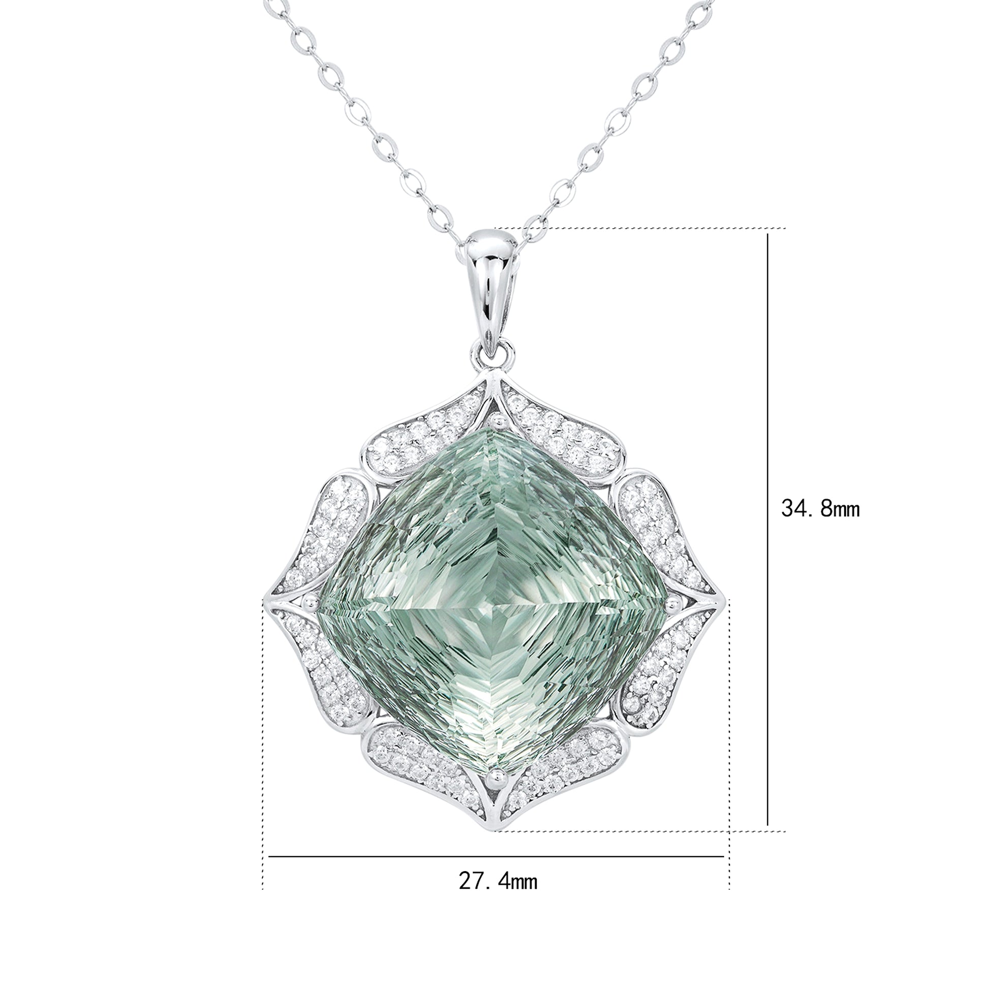 Luxury Sweater Chain Femininity S925 Silver Set Large Natural Green Crystal Pendant High-grade Jewelry - enhanced image 3