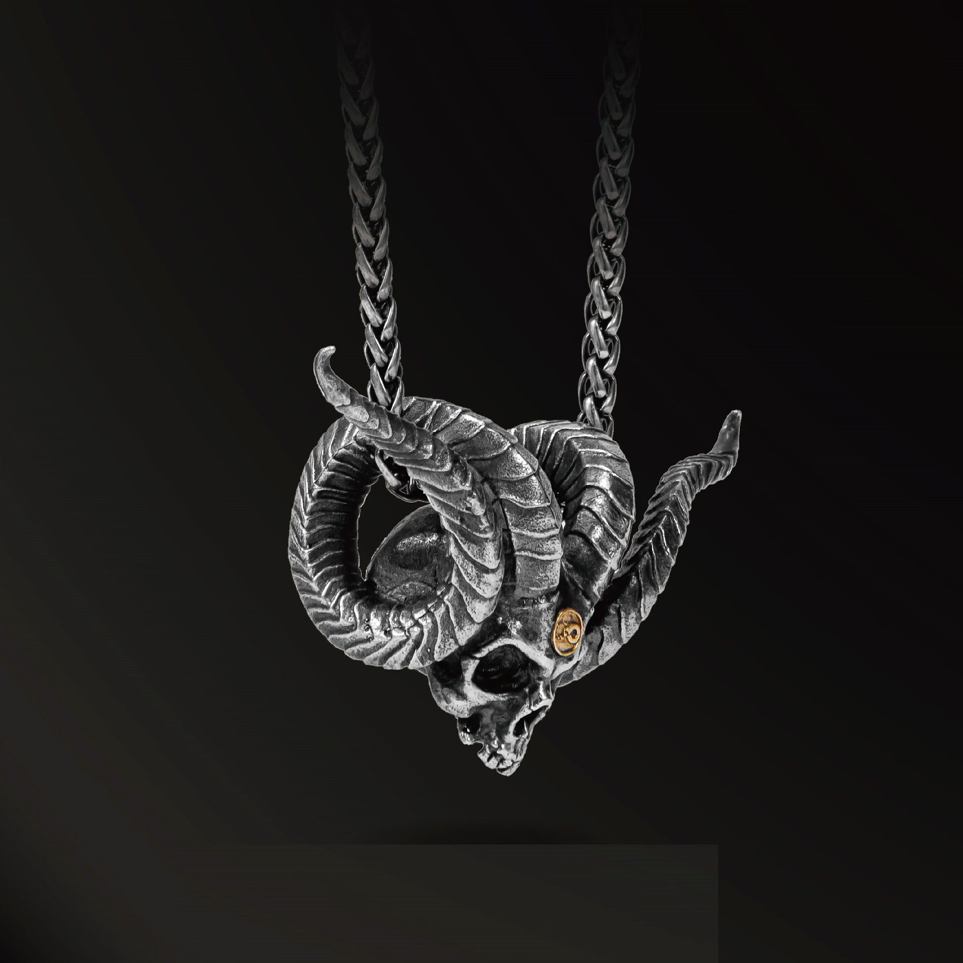 Magaraci™ 925 Silver Antique Pendant Inlaid With 18k Gold Punk Necklace - enhanced image 3