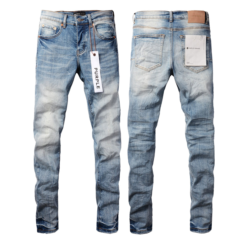 Men’s High-Street Blue Patch Jeans – Urban Style with a Vintage Twist - enhanced image 3