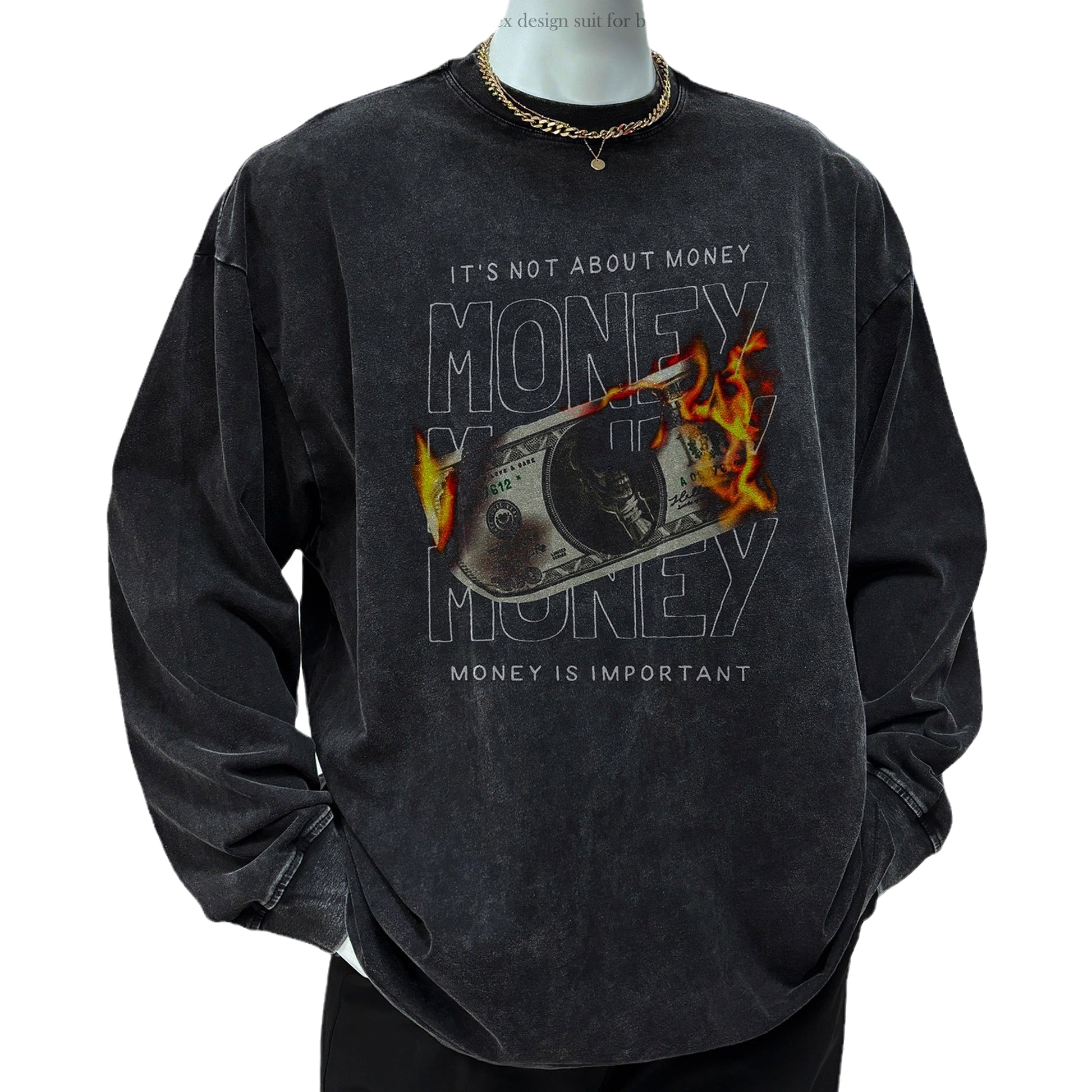 Men's American-style Retro Washed Distressed T-shirt - enhanced image 3